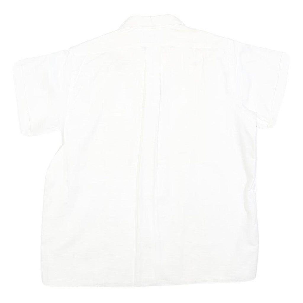 Womens White Plain Shirt M Cotton Blend Regular Fit Button Collar Casual