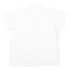 Womens White Plain Shirt M Cotton Blend Regular Fit Button Collar Casual