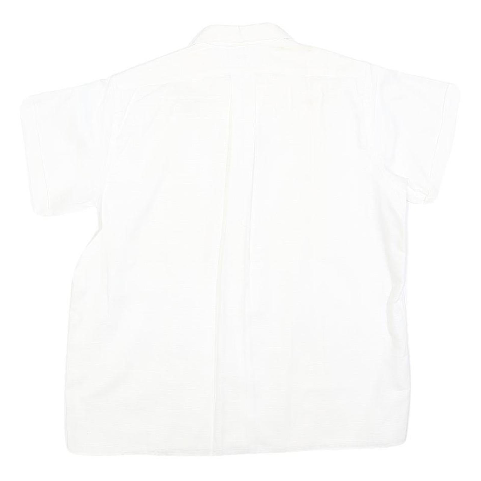 Womens White Plain Shirt M Cotton Blend Regular Fit Button Collar Casual
