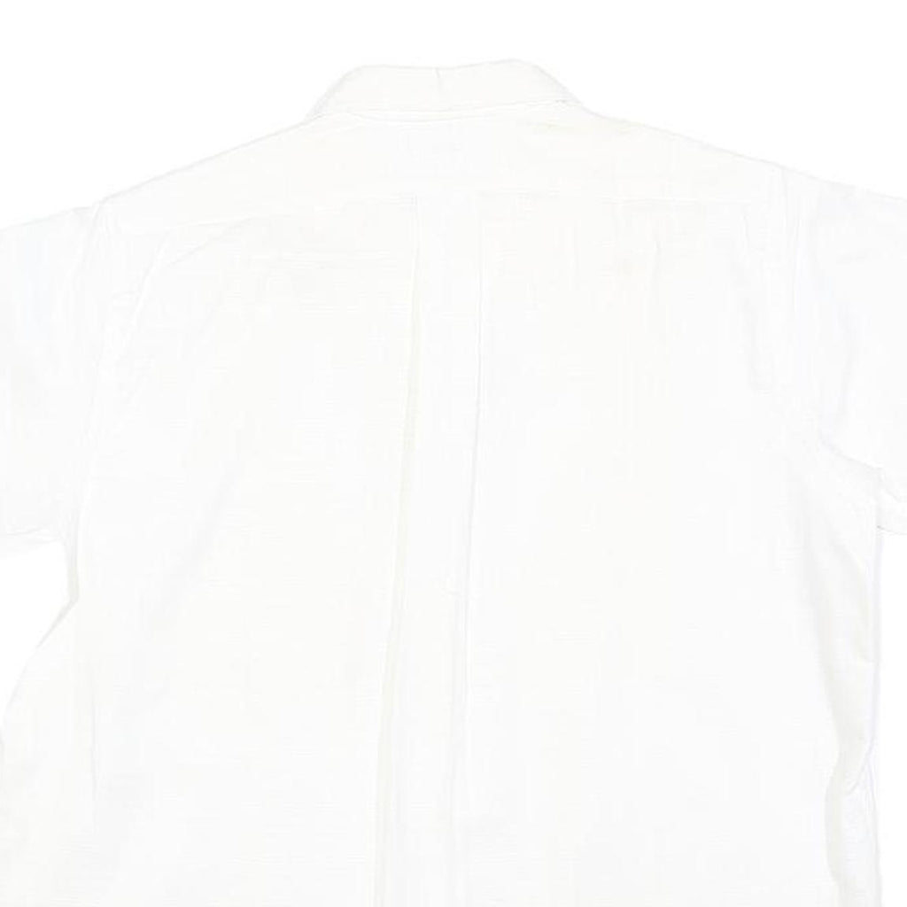 Womens White Plain Shirt M Cotton Blend Regular Fit Button Collar Casual