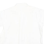 Womens White Plain Shirt M Cotton Blend Regular Fit Button Collar Casual