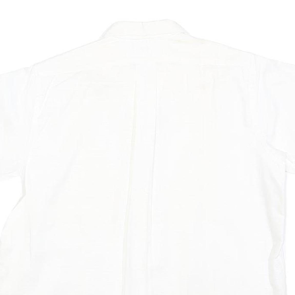 Womens White Plain Shirt M Cotton Blend Regular Fit Button Collar Casual