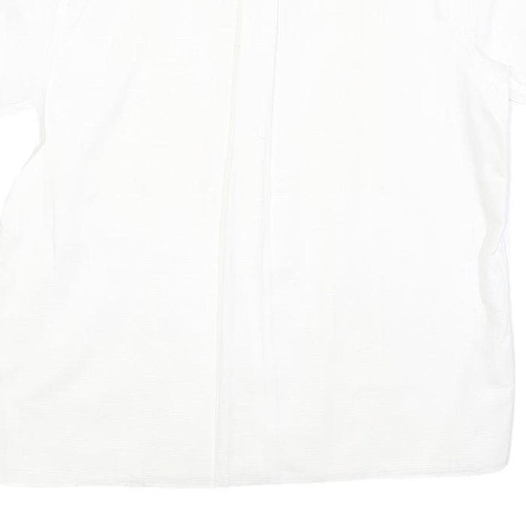Womens White Plain Shirt M Cotton Blend Regular Fit Button Collar Casual