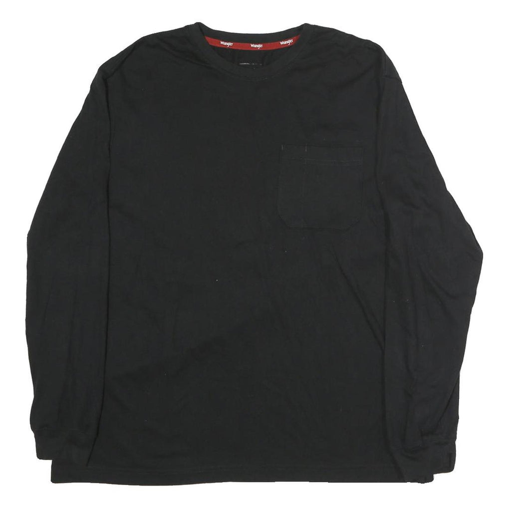 WRANGLER Mens Black Long Sleeve Crew Neck Pocket T-Shirt L Cotton