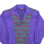 Womens Purple Sweatshirt Pullover S Patterned Panel Collar Retro Style Casual