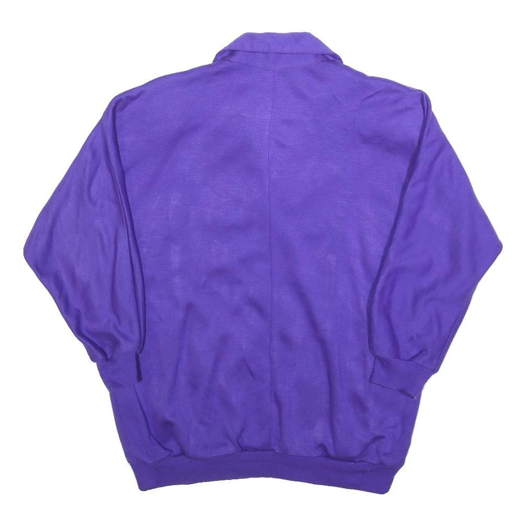Womens Purple Sweatshirt Pullover S Patterned Panel Collar Retro Style Casual