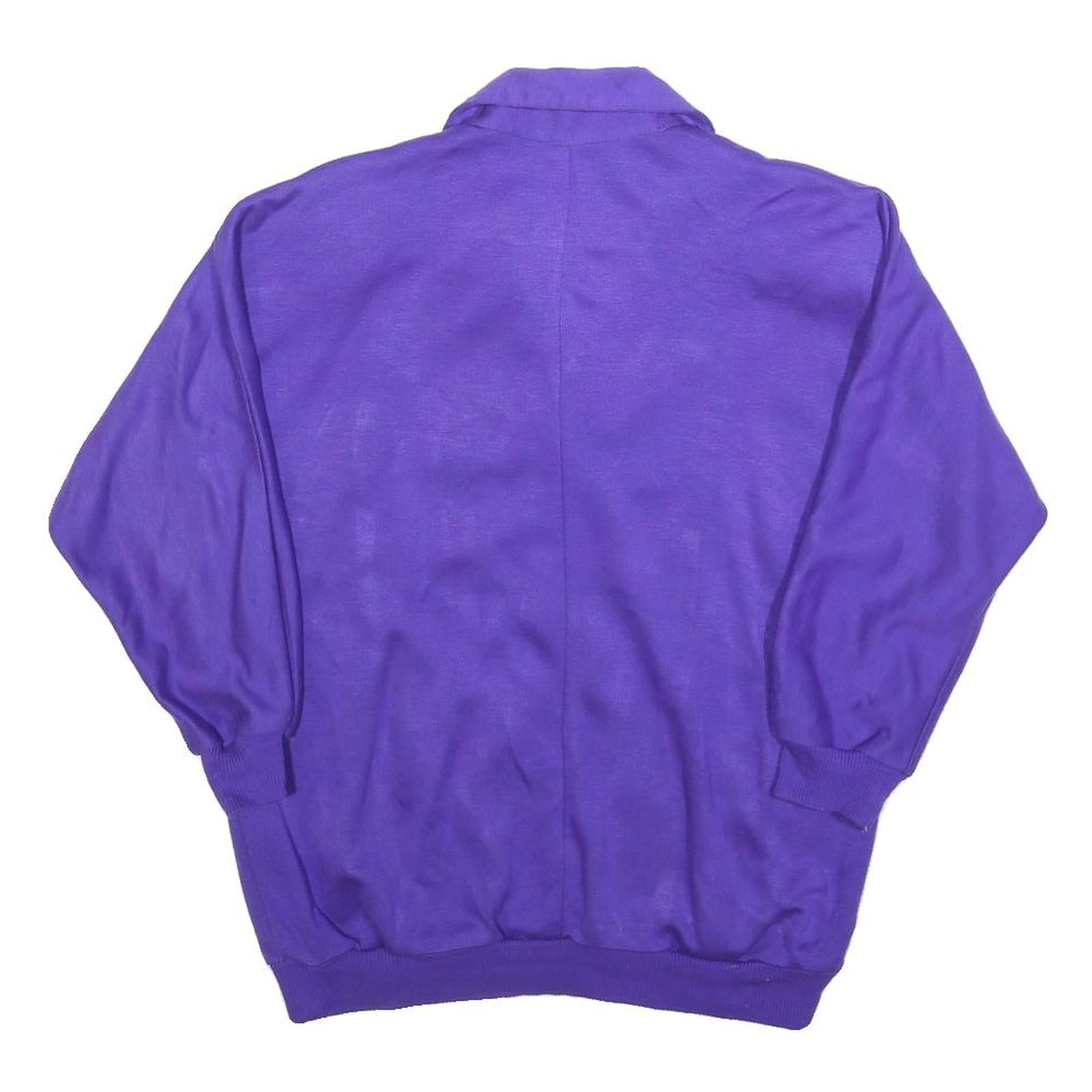 Womens Purple Sweatshirt Pullover S Patterned Panel Collar Retro Style Casual