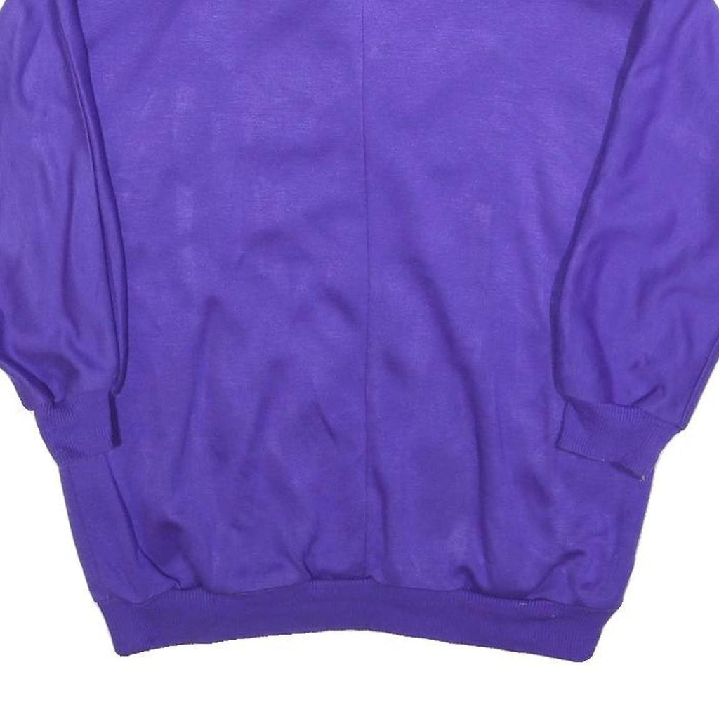 Womens Purple Sweatshirt Pullover S Patterned Panel Collar Retro Style Casual