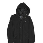 G-STAR Mens Black Wool Blend Hooded Button Jacket S Wool Blend Hooded Coat