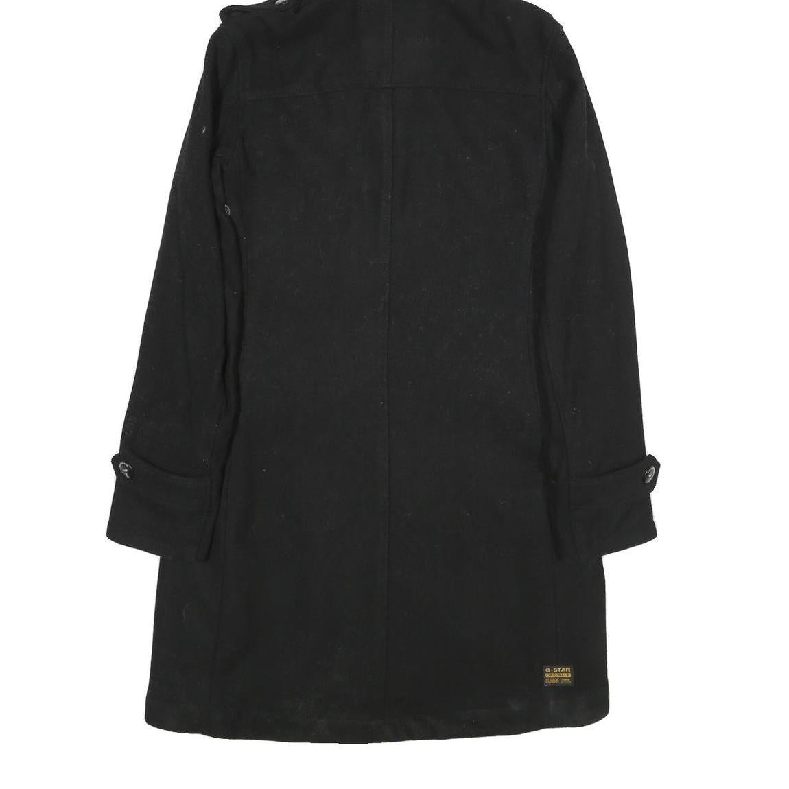 G-STAR Mens Black Wool Blend Hooded Button Jacket S Wool Blend Hooded Coat