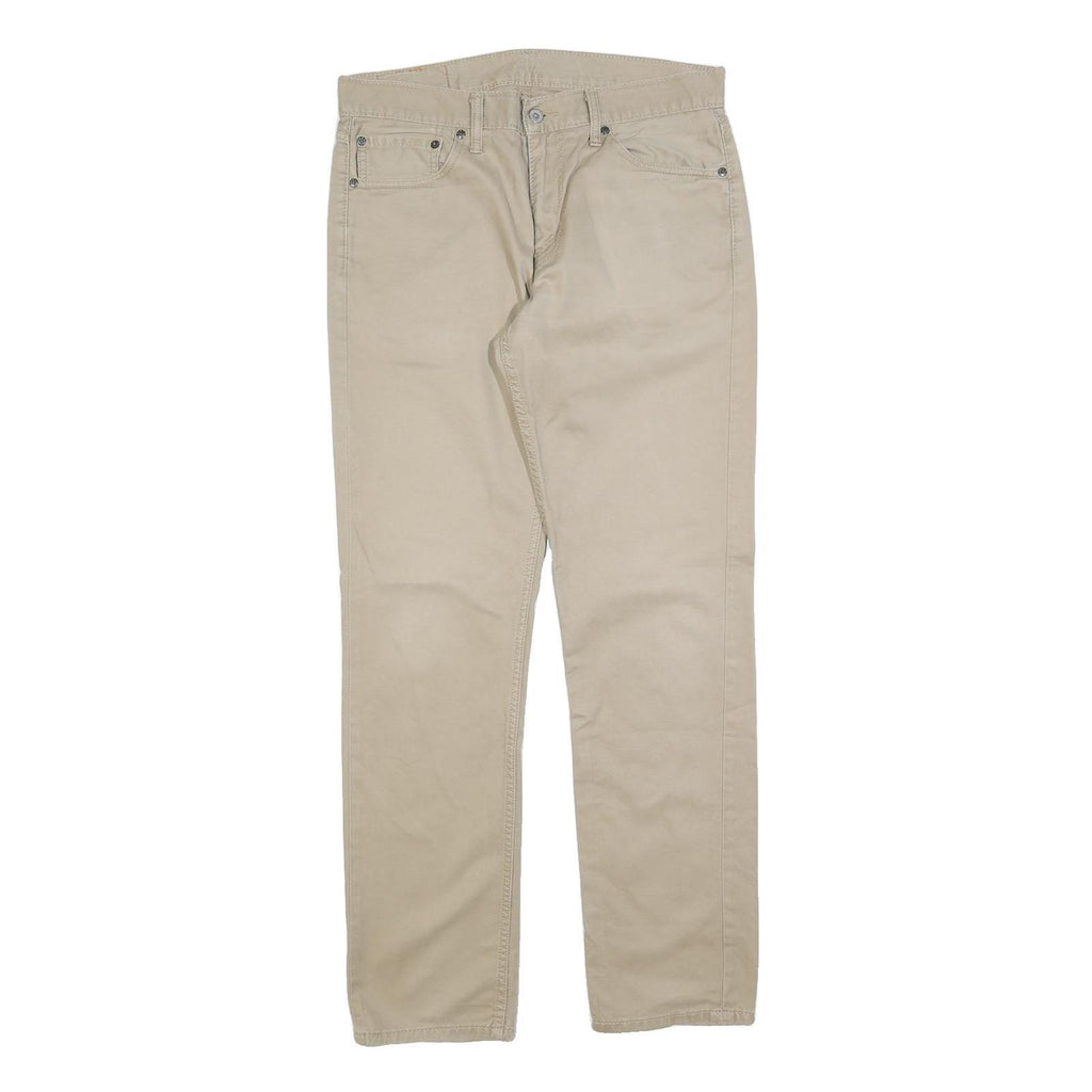LEVI'S Mens Slim Beige Cotton Blend Trousers W33 L32 Zip Closure Classic Fit