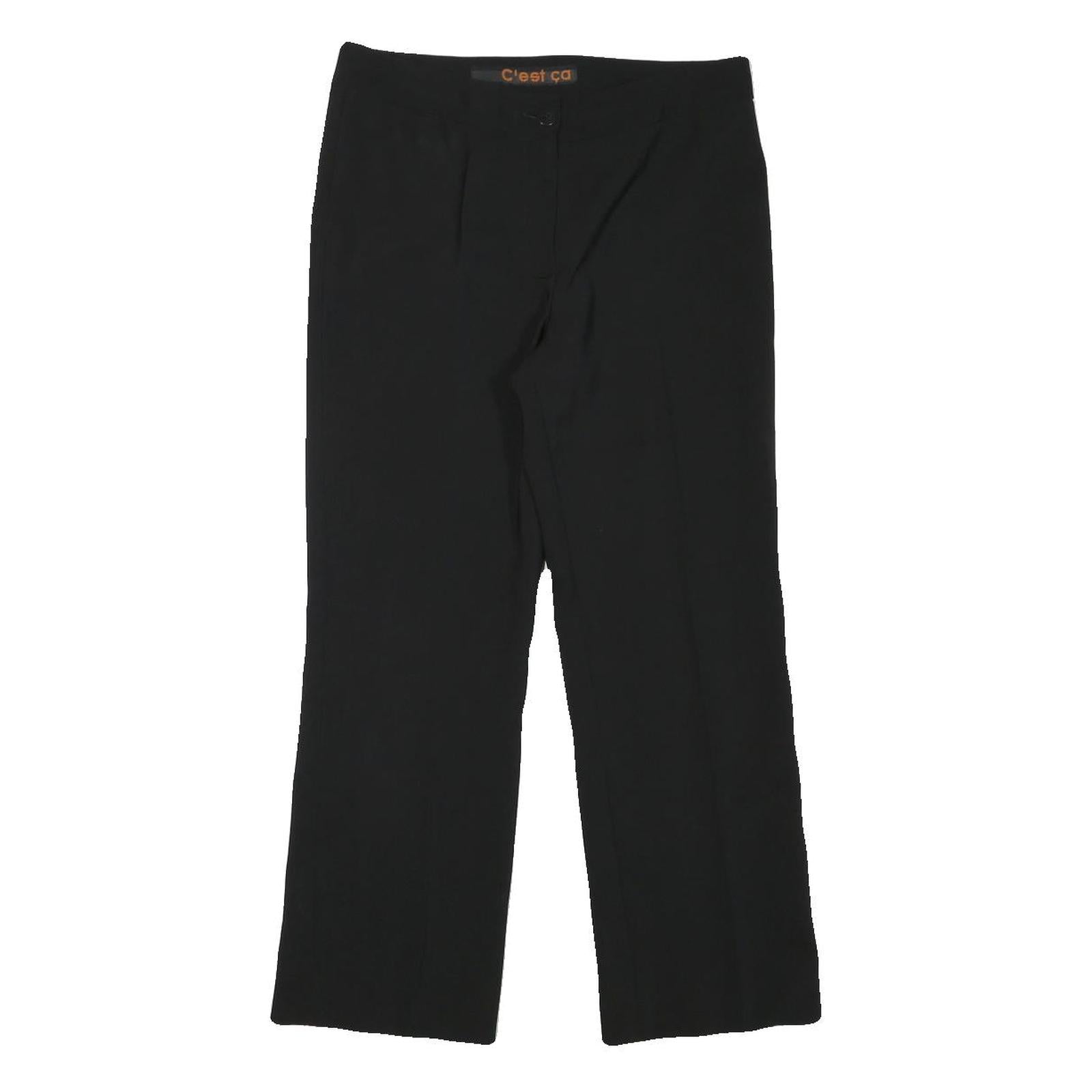 CEST CA Womens Black Regular Fit Straight Leg Trousers W29 L25 Polyester Blend