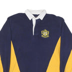 MC CARTHY Mens Navy & Yellow Long Sleeve Rugby Style Polo Shirt M Cotton Blend
