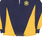 MC CARTHY Mens Navy & Yellow Long Sleeve Rugby Style Polo Shirt M Cotton Blend