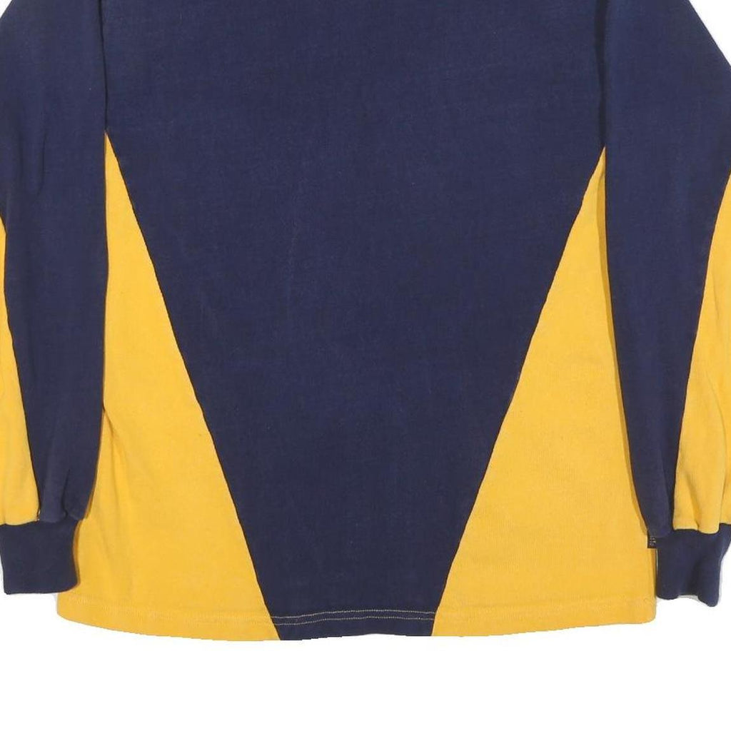 MC CARTHY Mens Navy & Yellow Long Sleeve Rugby Style Polo Shirt M Cotton Blend
