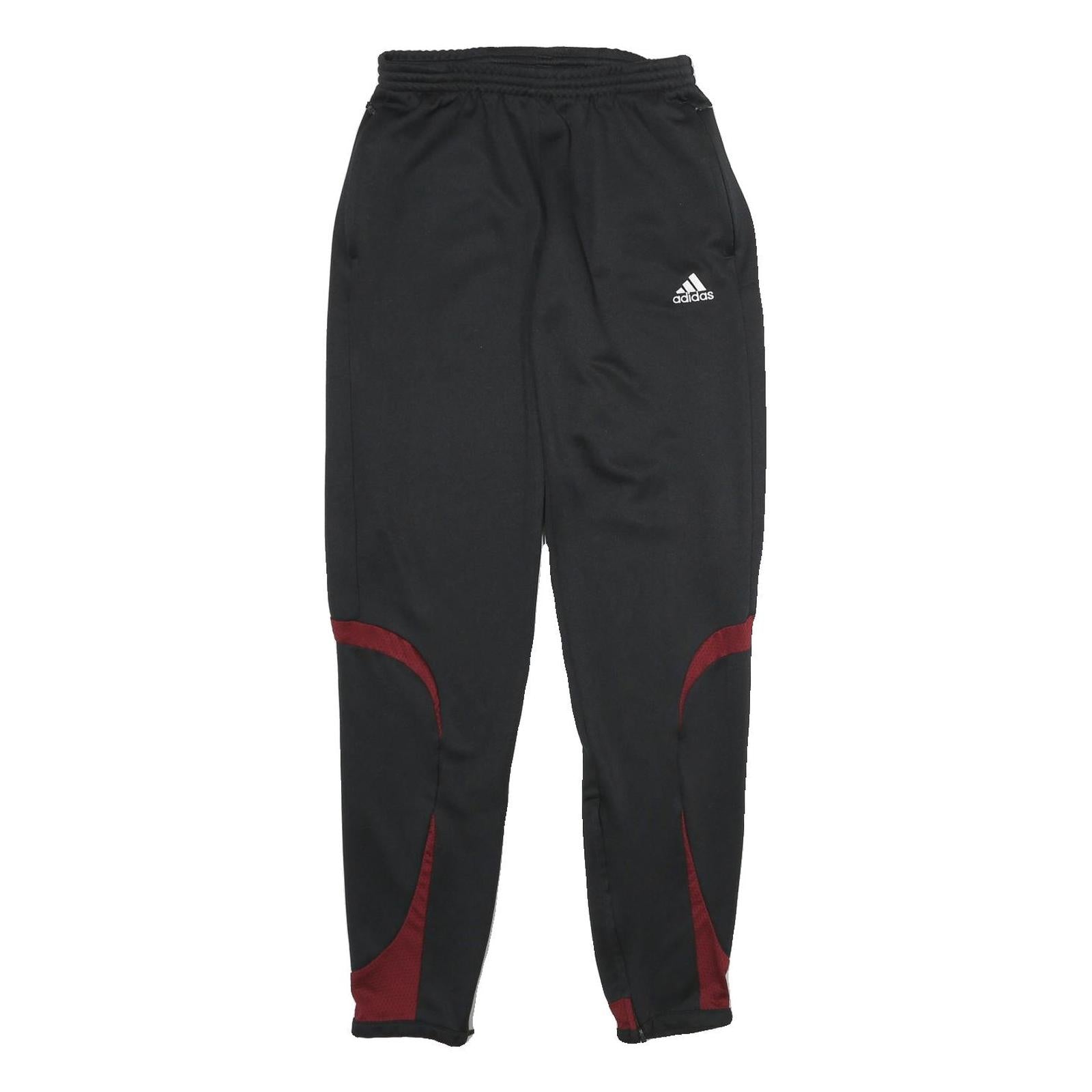 ADIDAS Mens Joggers Black & Maroon Slim Tapered S W26 L32 Sportswear