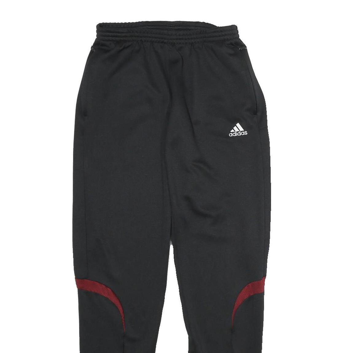 ADIDAS Mens Joggers Black & Maroon Slim Tapered S W26 L32 Sportswear