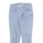 LEVI'S 721 Womens Slim Light Blue Denim Stone Wash W28 L25 Distressed Jeans