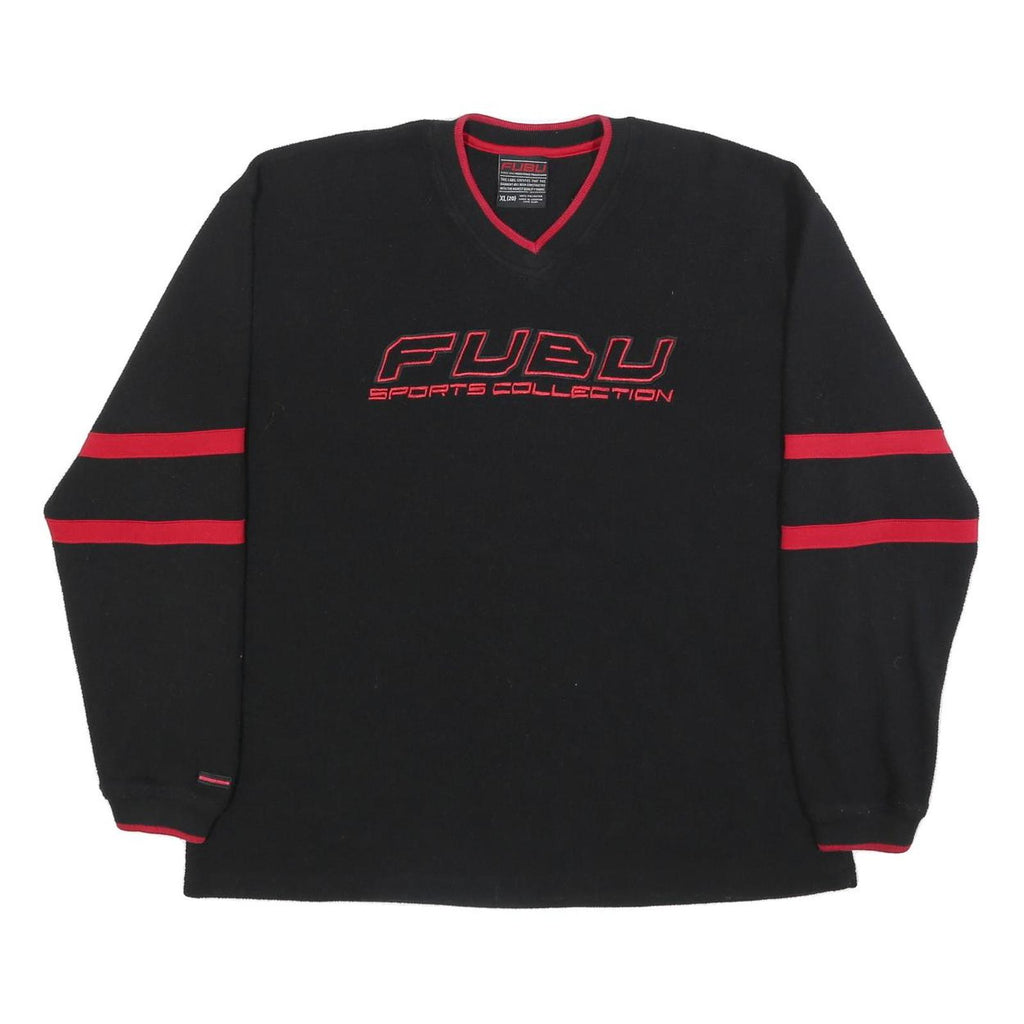 FUBU Womens Black & Red Sports Collection Patterned V-Neck Jumper XL Polyester