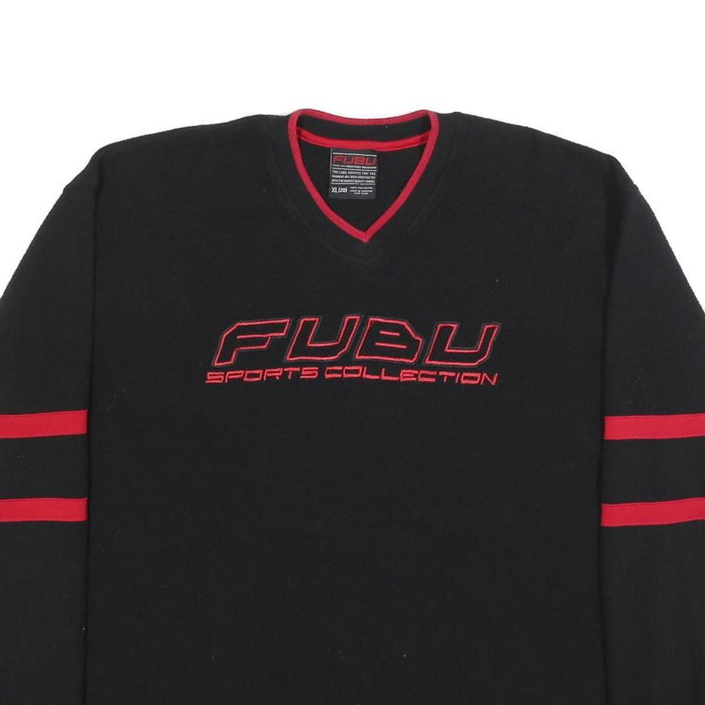 FUBU Womens Black & Red Sports Collection Patterned V-Neck Jumper XL Polyester