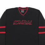 FUBU Womens Black & Red Sports Collection Patterned V-Neck Jumper XL Polyester