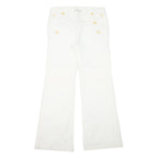 BANANA REPUBLIC Womens White Regular Bootcut Trousers W30 L31 Cotton Blend Zip