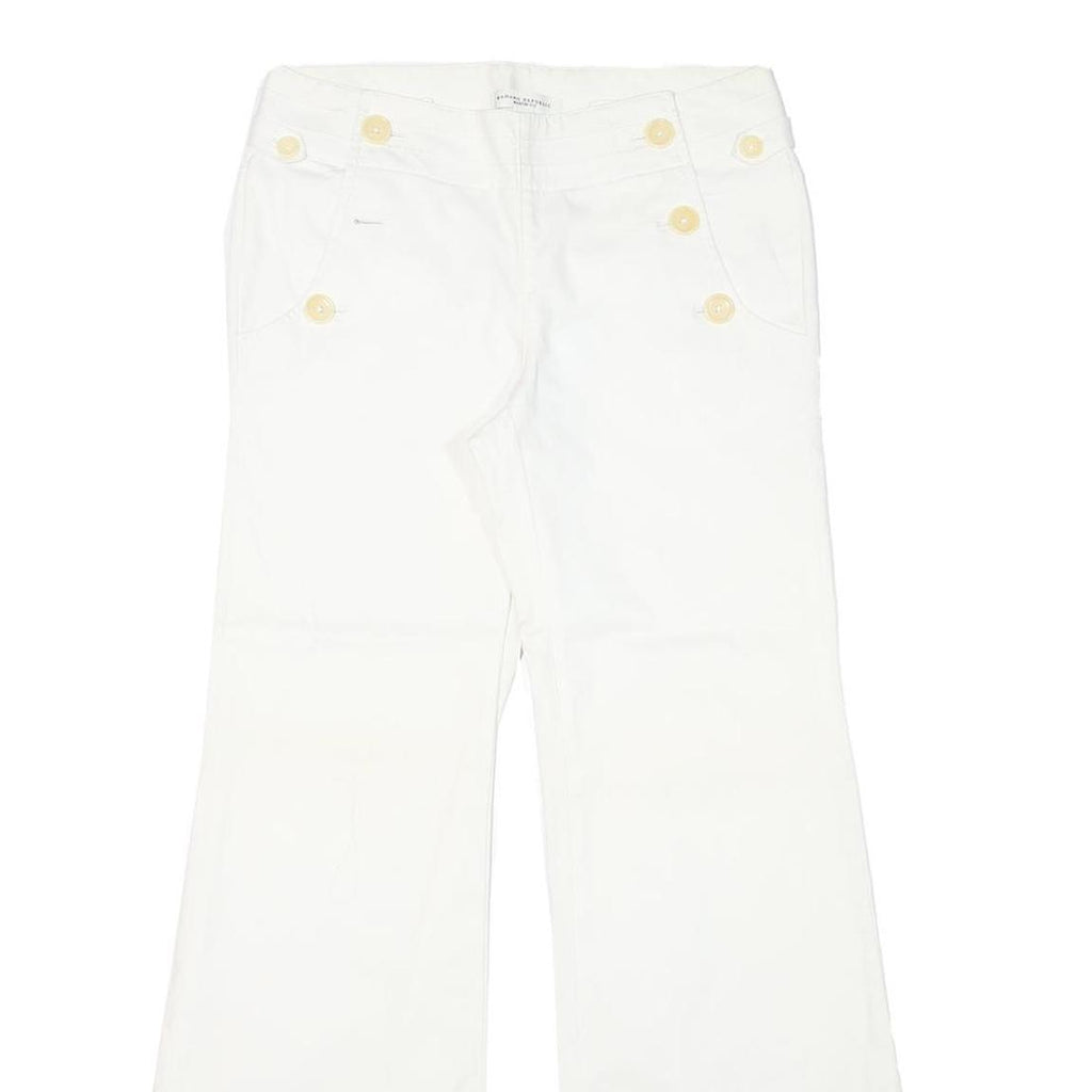 BANANA REPUBLIC Womens White Regular Bootcut Trousers W30 L31 Cotton Blend Zip