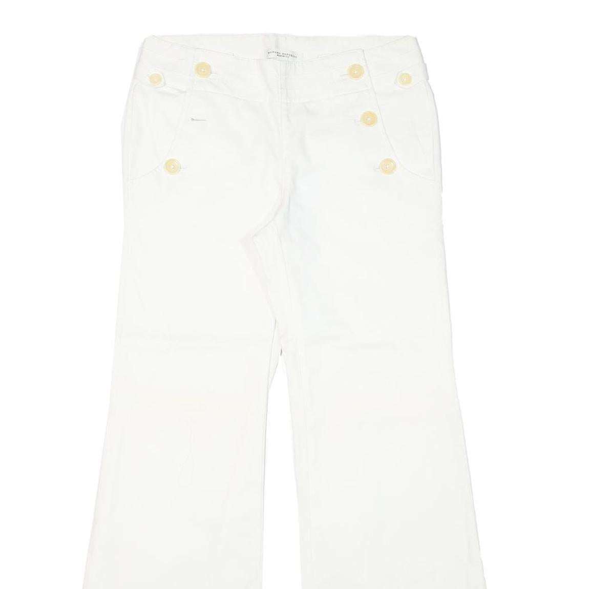 BANANA REPUBLIC Womens White Regular Bootcut Trousers W30 L31 Cotton Blend Zip