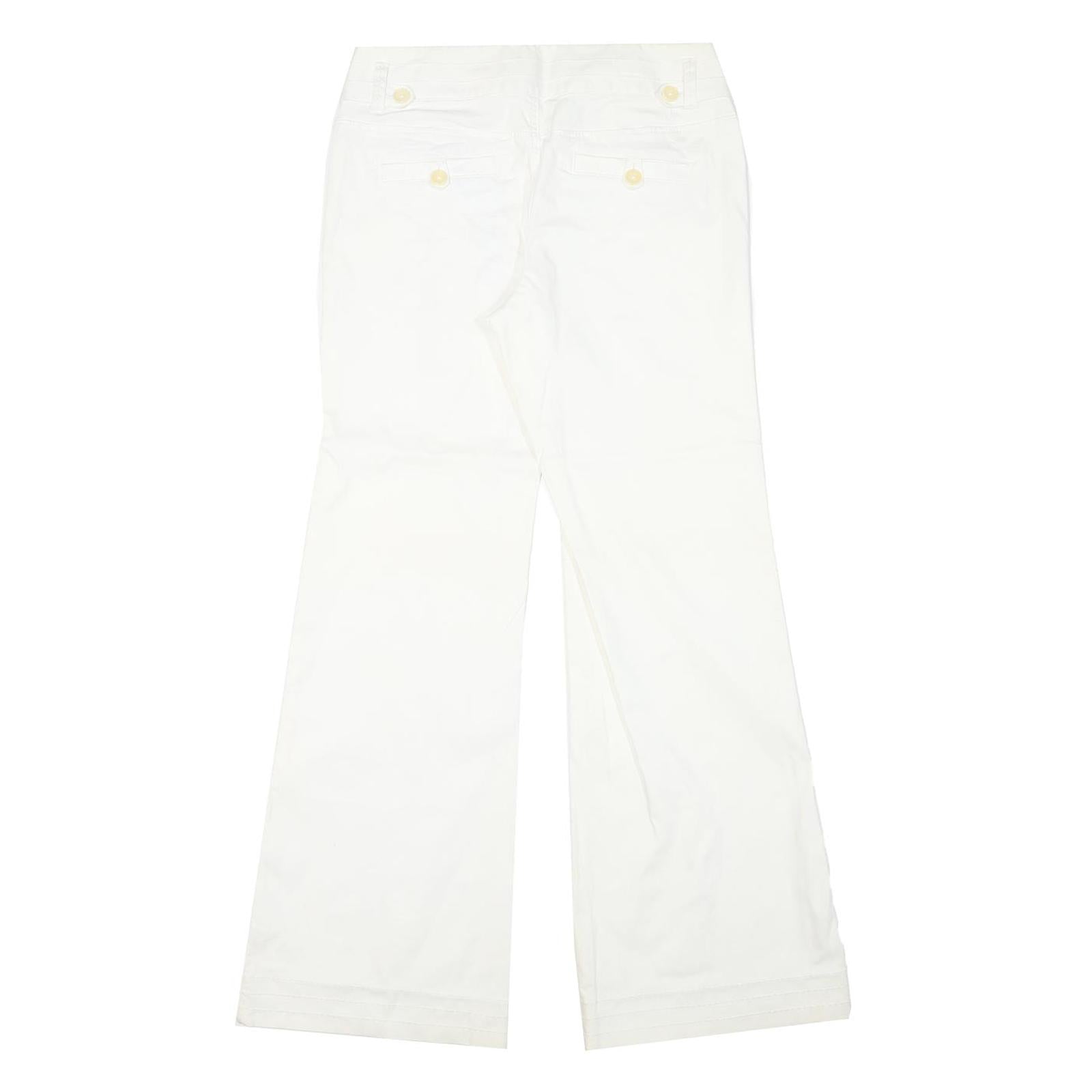 BANANA REPUBLIC Womens White Regular Bootcut Trousers W30 L31 Cotton Blend Zip