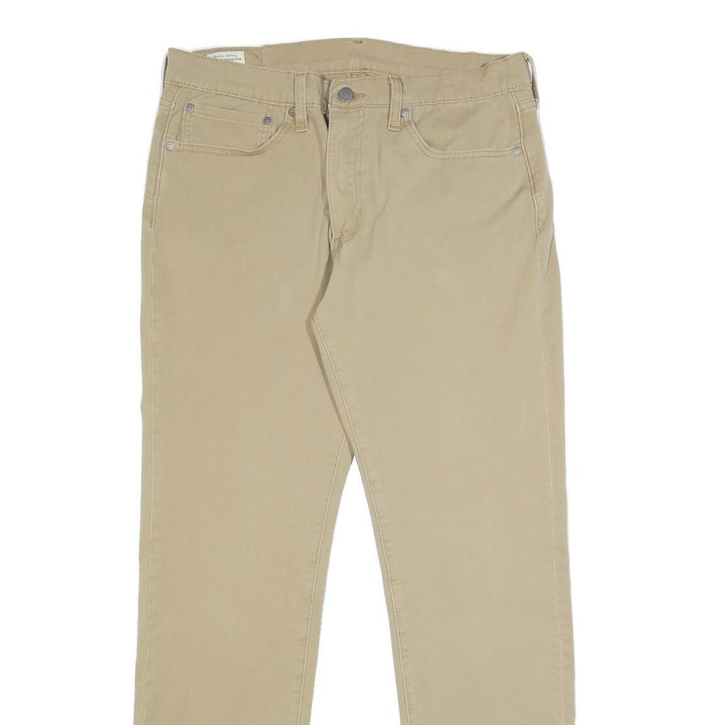 LEVI'S Mens Slim Beige Cotton Blend Slim Fit Zip Trousers W34 L31 Casual Wear