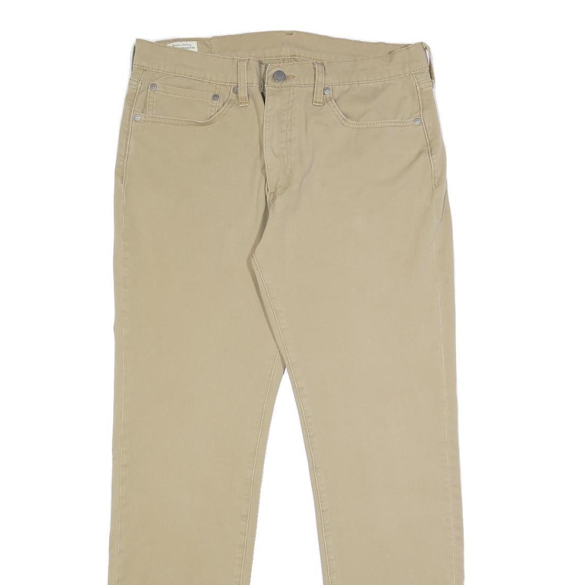 LEVI'S Mens Slim Beige Cotton Blend Slim Fit Zip Trousers W34 L31 Casual Wear