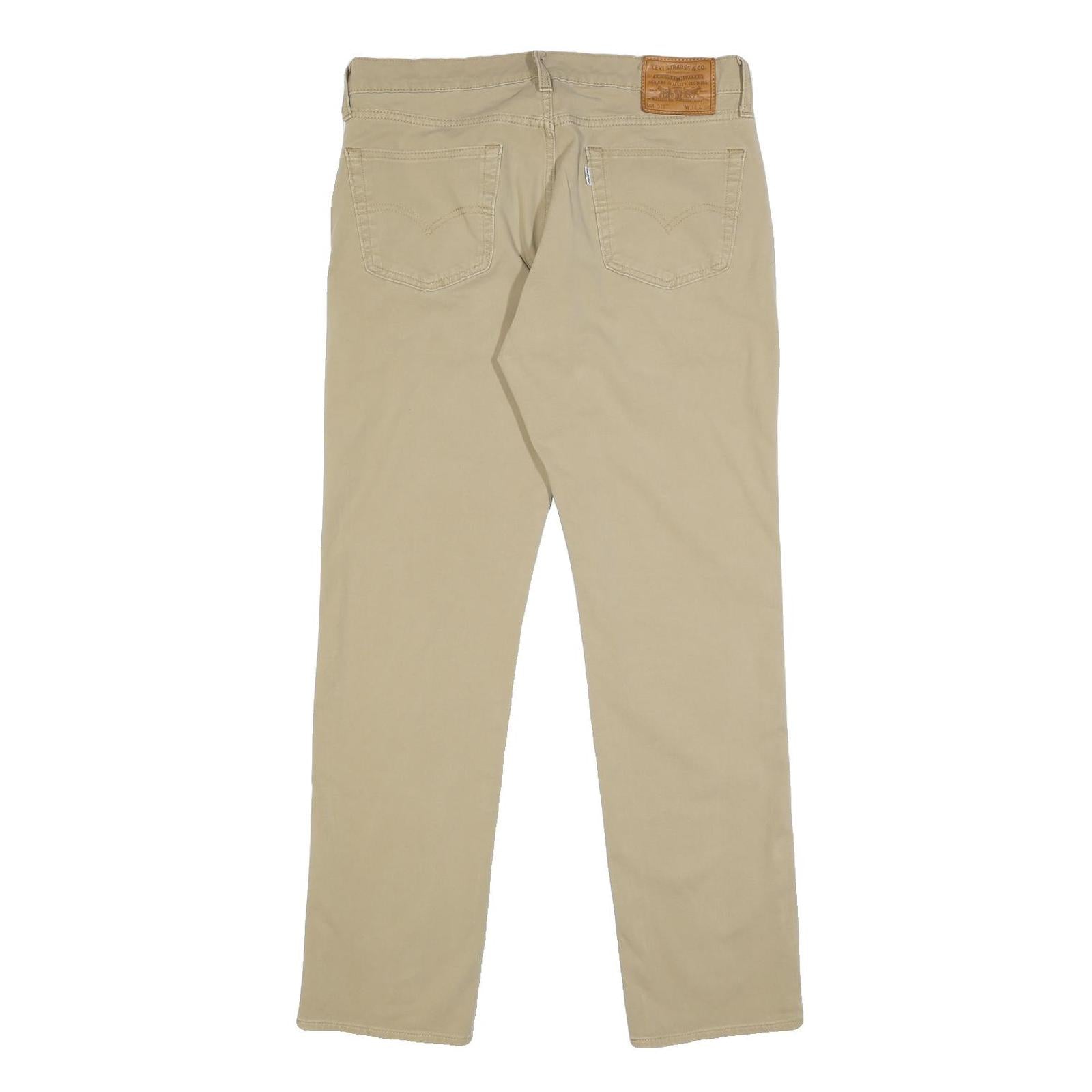 LEVI'S Mens Slim Beige Cotton Blend Slim Fit Zip Trousers W34 L31 Casual Wear