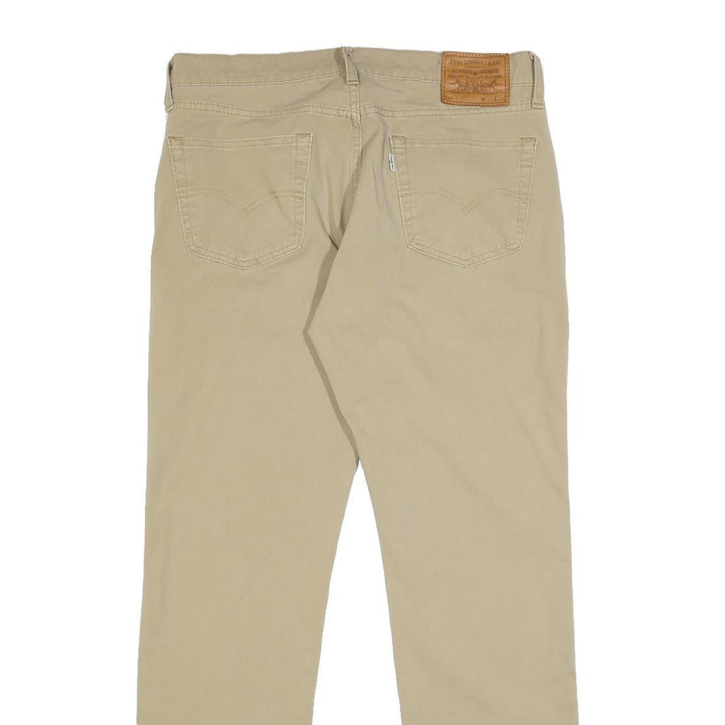 LEVI'S Mens Slim Beige Cotton Blend Slim Fit Zip Trousers W34 L31 Casual Wear