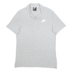 NIKE Mens Grey Plain Short Sleeve Cotton Polo Shirt M Classic Logo Casual