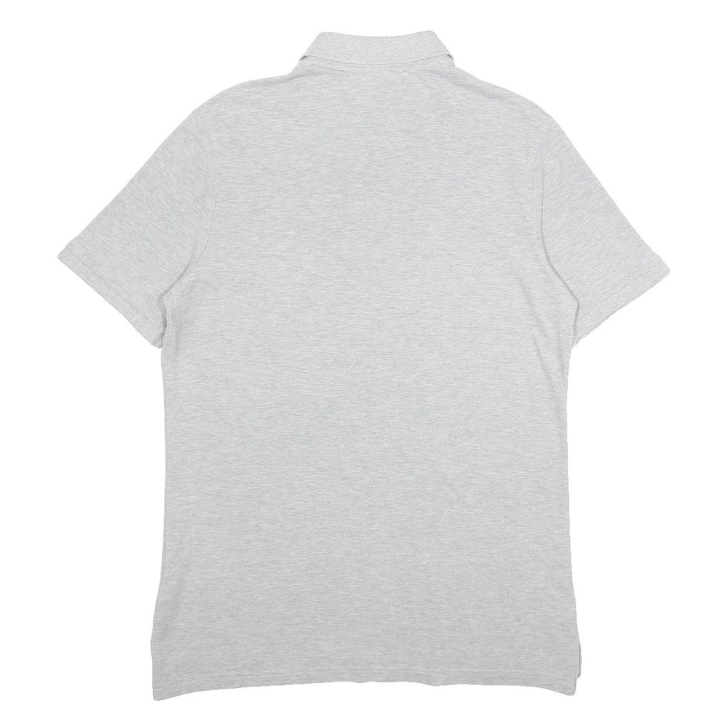 NIKE Mens Grey Plain Short Sleeve Cotton Polo Shirt M Classic Logo Casual
