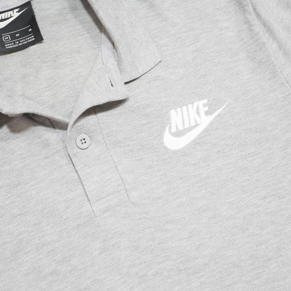 NIKE Mens Grey Plain Short Sleeve Cotton Polo Shirt M Classic Logo Casual