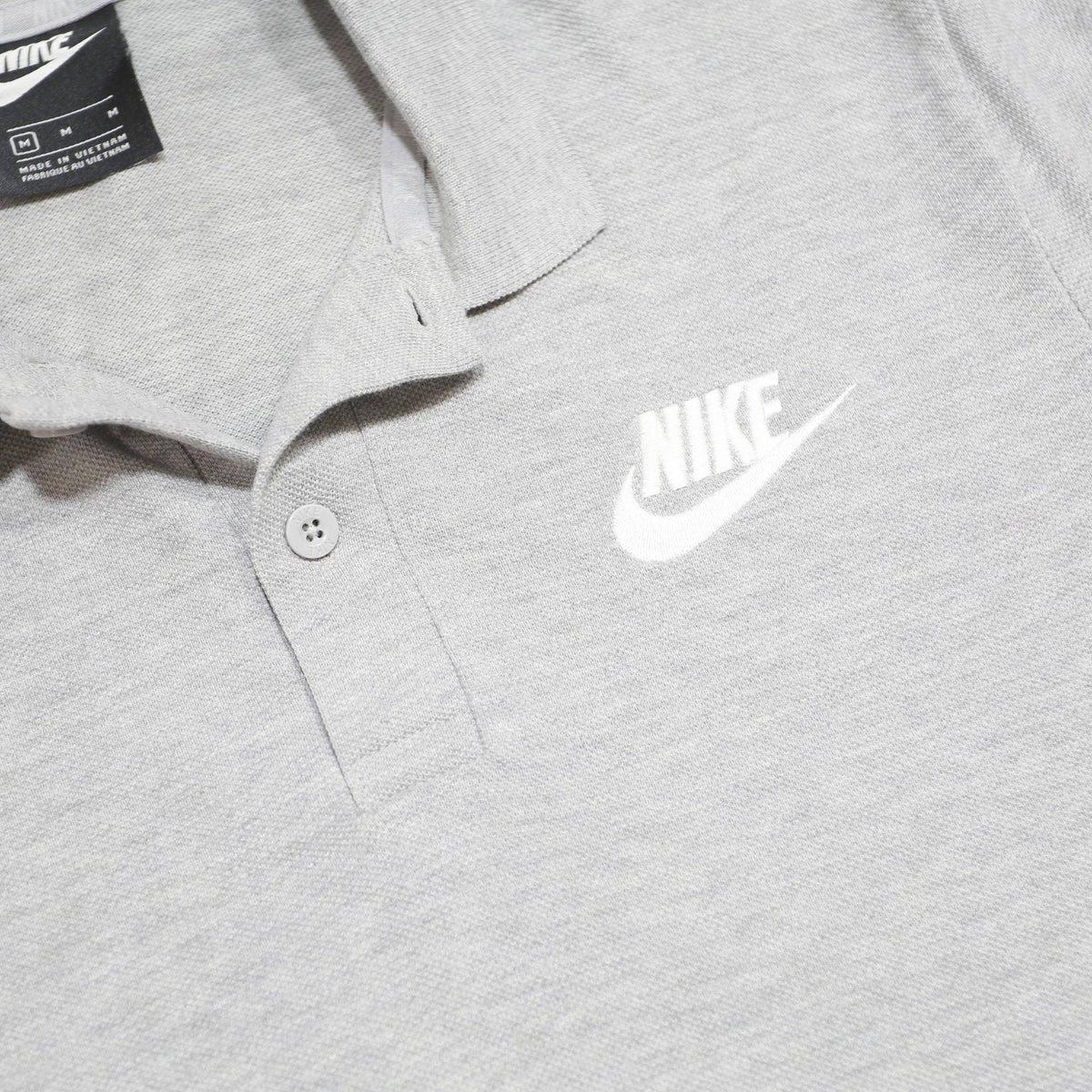NIKE Mens Grey Plain Short Sleeve Cotton Polo Shirt M Classic Logo Casual