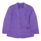 MAX MARA Womens Purple Button Cotton Blend Jacket UK 14 Classic Tailored Blazer