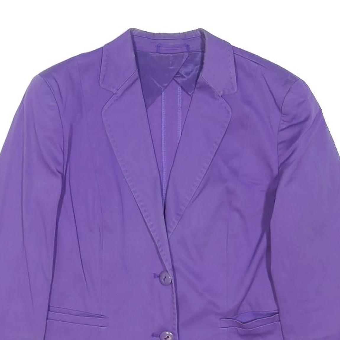 MAX MARA Womens Purple Button Cotton Blend Jacket UK 14 Classic Tailored Blazer