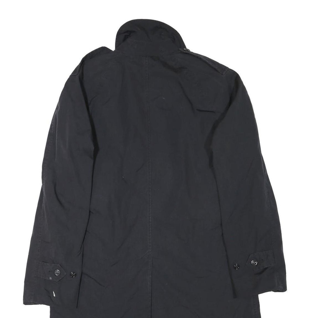 Mens Black Button Cotton Blend Regular Fit Long Sleeve Jacket S Plain Classic