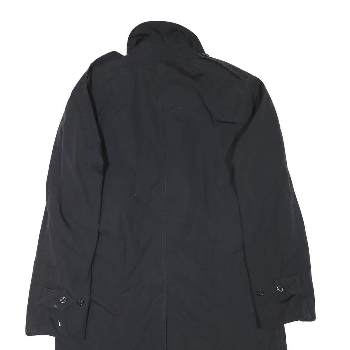 Mens Black Button Cotton Blend Regular Fit Long Sleeve Jacket S Plain Classic