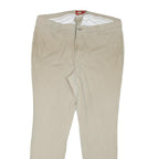 DICKIES Womens Slim Beige Cotton Blend Trousers W34 L28 Zip Pockets Classic