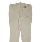 DICKIES Womens Slim Beige Cotton Blend Trousers W34 L28 Zip Pockets Classic