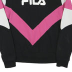 FILA Womens Black & Pink Colourblock Crew Neck S Sweatshirt Cotton Blend