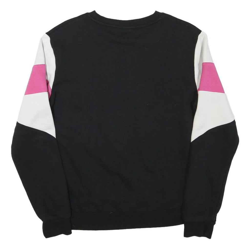 FILA Womens Black & Pink Colourblock Crew Neck S Sweatshirt Cotton Blend