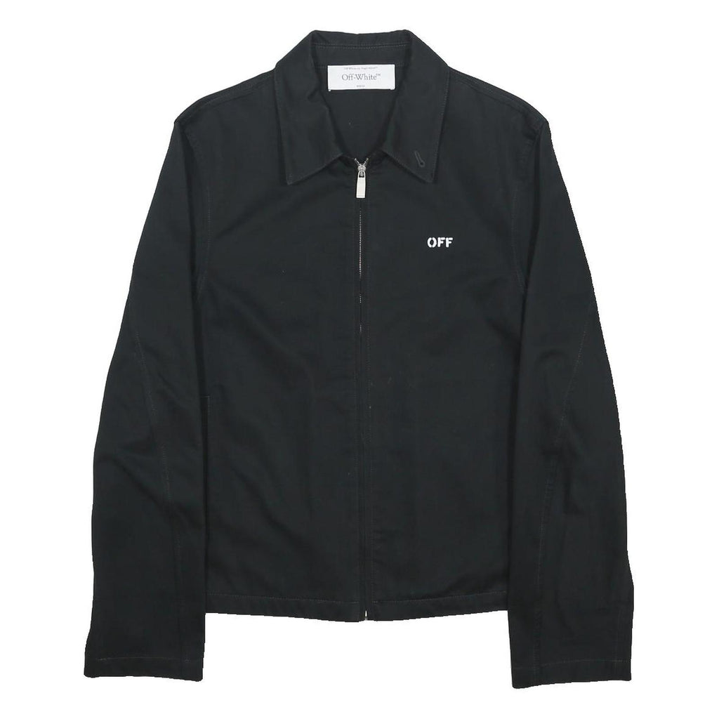 OFF-WHITE Mens Black Cotton Zip Jacket S Painted Arrows Logo Print