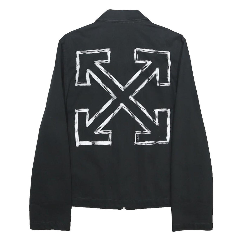 OFF-WHITE Mens Black Cotton Zip Jacket S Painted Arrows Logo Print
