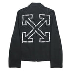 OFF-WHITE Mens Black Cotton Zip Jacket S Painted Arrows Logo Print