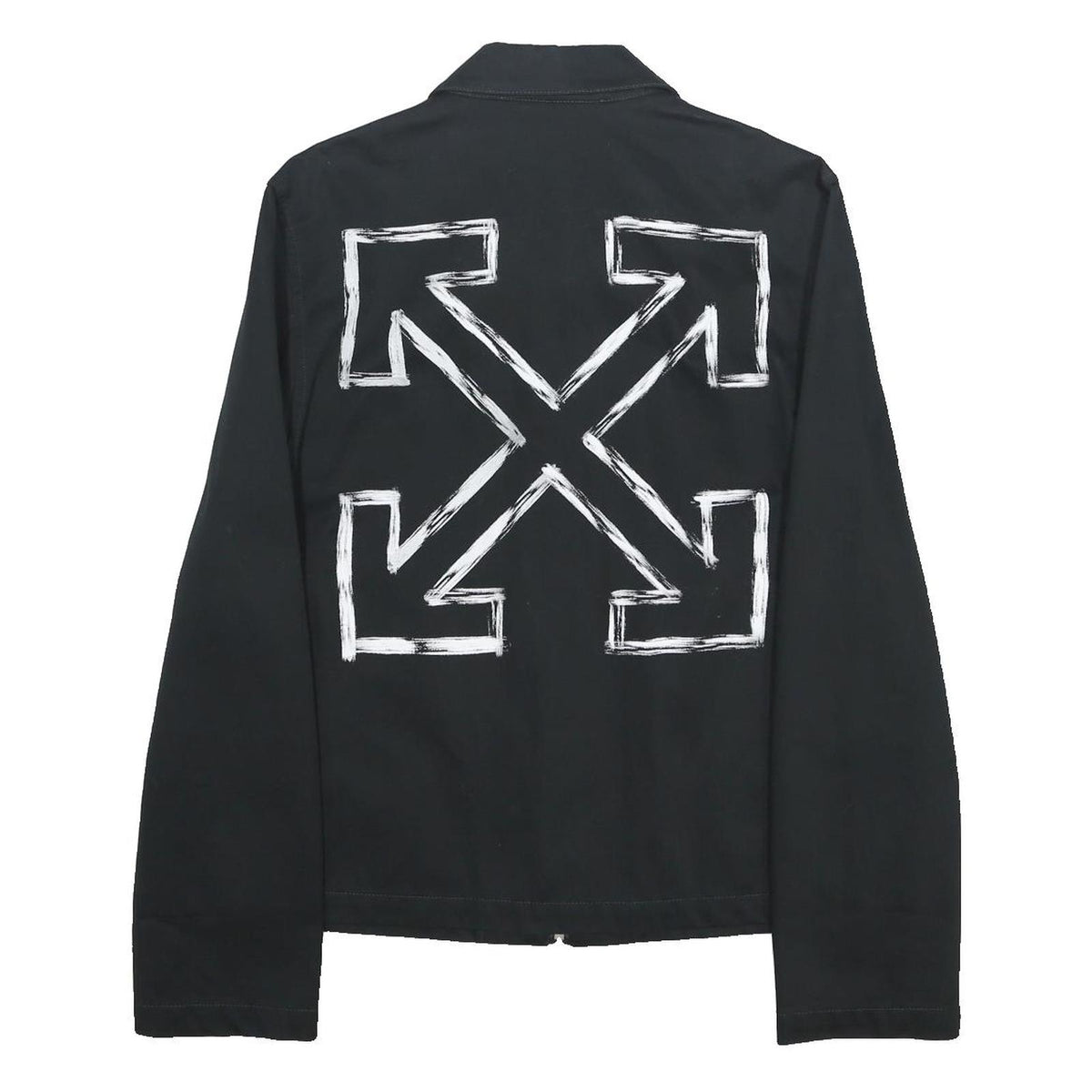 OFF-WHITE Mens Black Cotton Zip Jacket S Painted Arrows Logo Print
