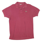 LACOSTE Womens Red Short Sleeve Plain Polo Shirt L Cotton Blend Classic Fit
